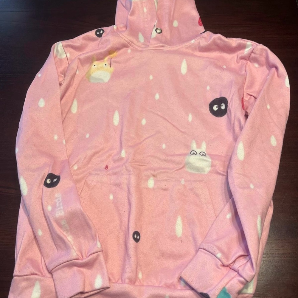 Pink Kids Hoodie with Totoro characters